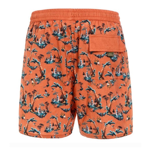 Agua Bendita Joe Pavana brown green tree print Swim Shorts trunks - Picture 3 of 11